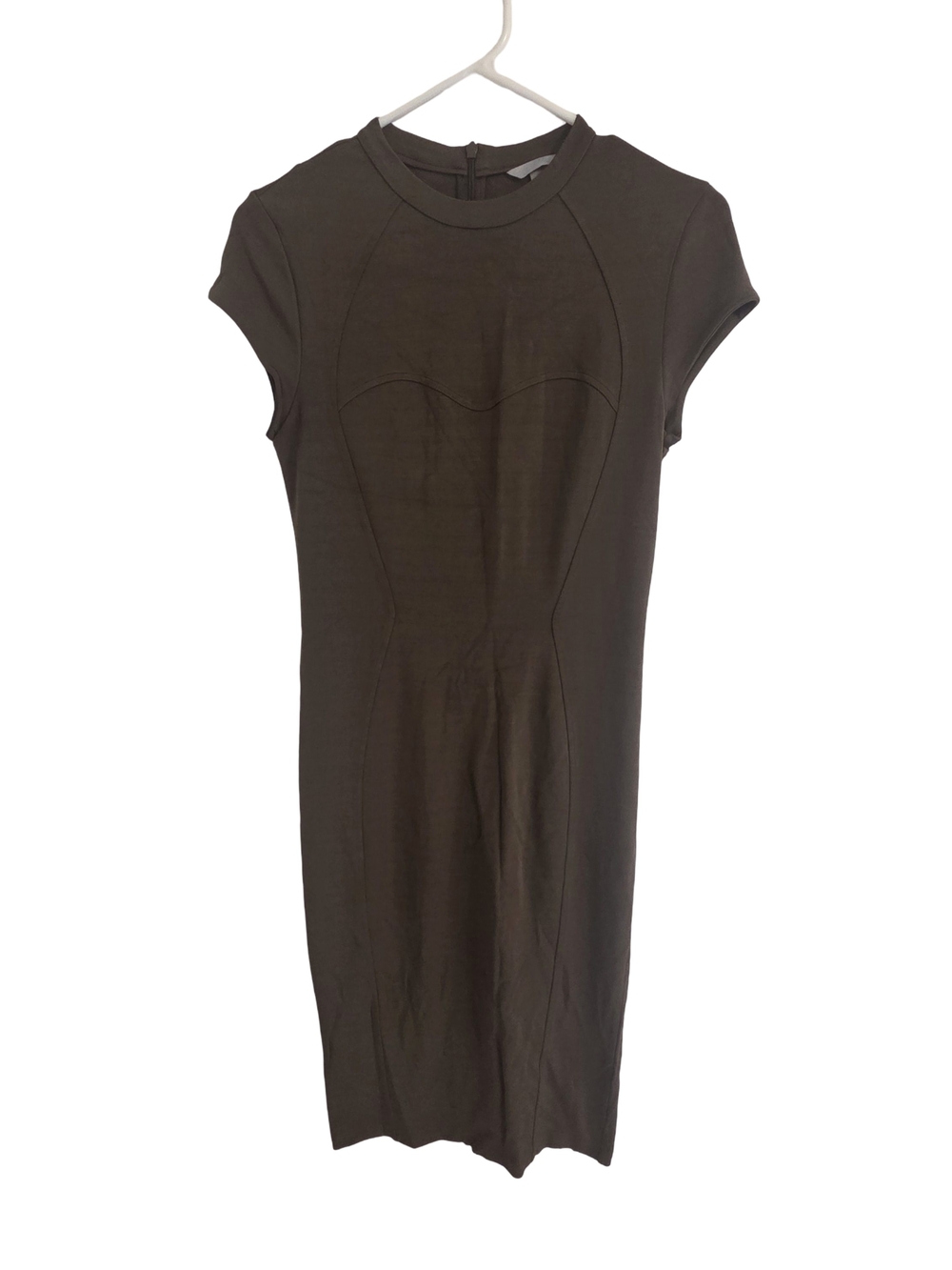 H&M Olive Ribbed Short Sleeve Midi Dress